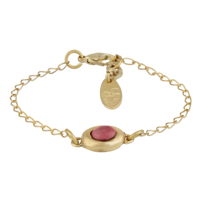 Pulsera cadena dorado y resina burdeos rojo oscuro