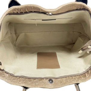 Chicca Borse - Borsa a Spalla Donna in Vera Pelle - Colore Cocco Fango