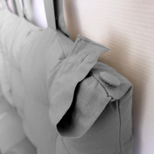 Coussin tête de lit en coton et pattes boutonnées - Gris clair
