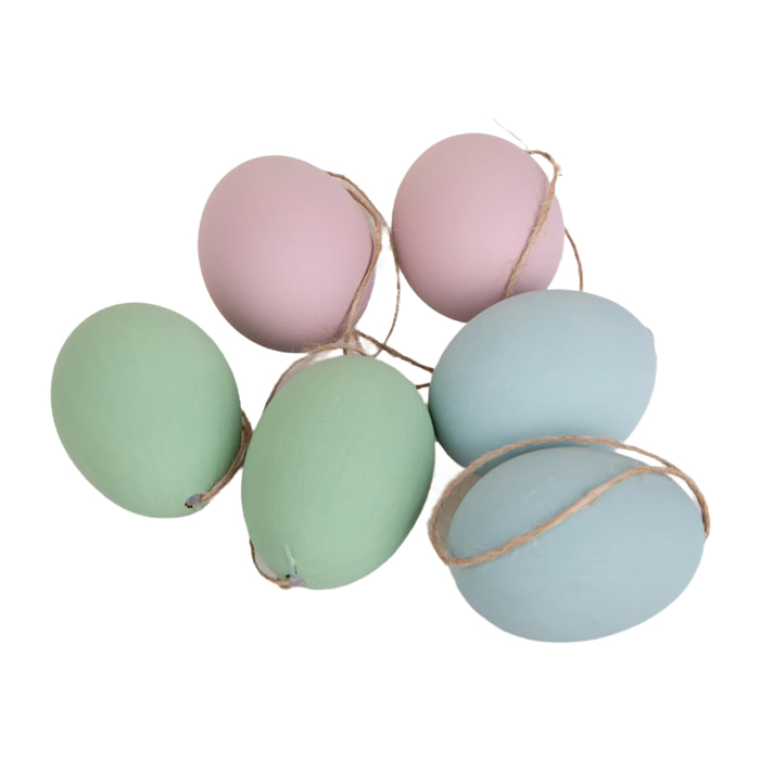 Pezzi 3 - Uova vere da appendere conf.6 pz - Colore Assortite - 8xH12,5x4,5cm - Bianchi Dino