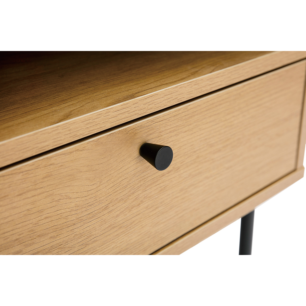 Table de chevet avec rangements finition bois clair chêne et métal noir L50 cm PERNELLE