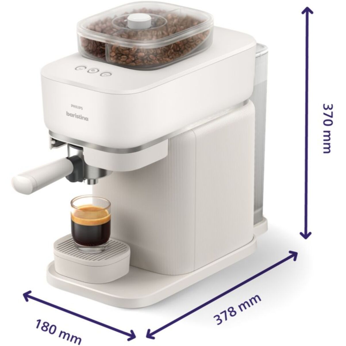 Machine à expresso PHILIPS Baristina BAR320/00 cafetière à grain bac double compartiment Blanche