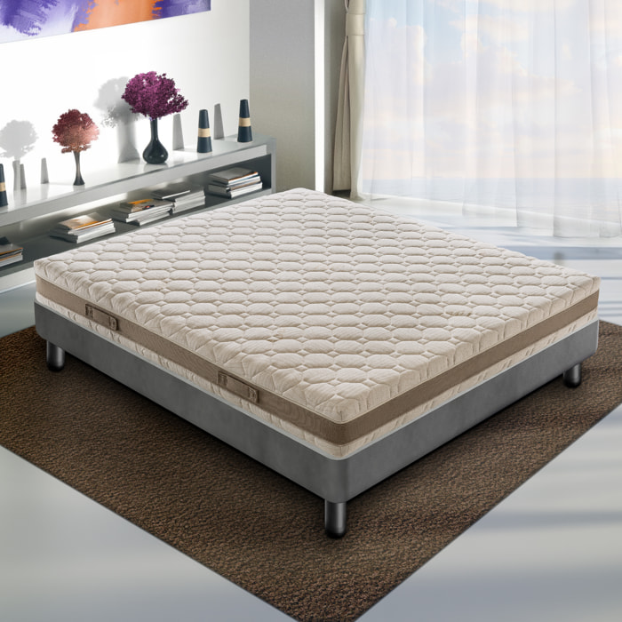 Materasso 135x190 in Memory Foam - 3Strati - Altezza 21 cm - 7 Zone di Comfort - Rivestimento Sfoderabile