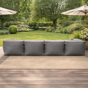 VERONE Salon de jardin modulable 4 places gris en tissu déperlant
