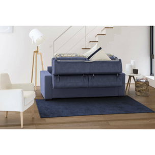 Divano letto con penisola Afar, Sofà con apertura girevole, Penisola contenitore Destra, Braccioli slim, 100% Made in Italy, Cm 260x95h90, Blu
