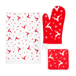Set torchon avec manique et gant de cuisine Excelsa – Nordic Christmas, Coton Multicolore
