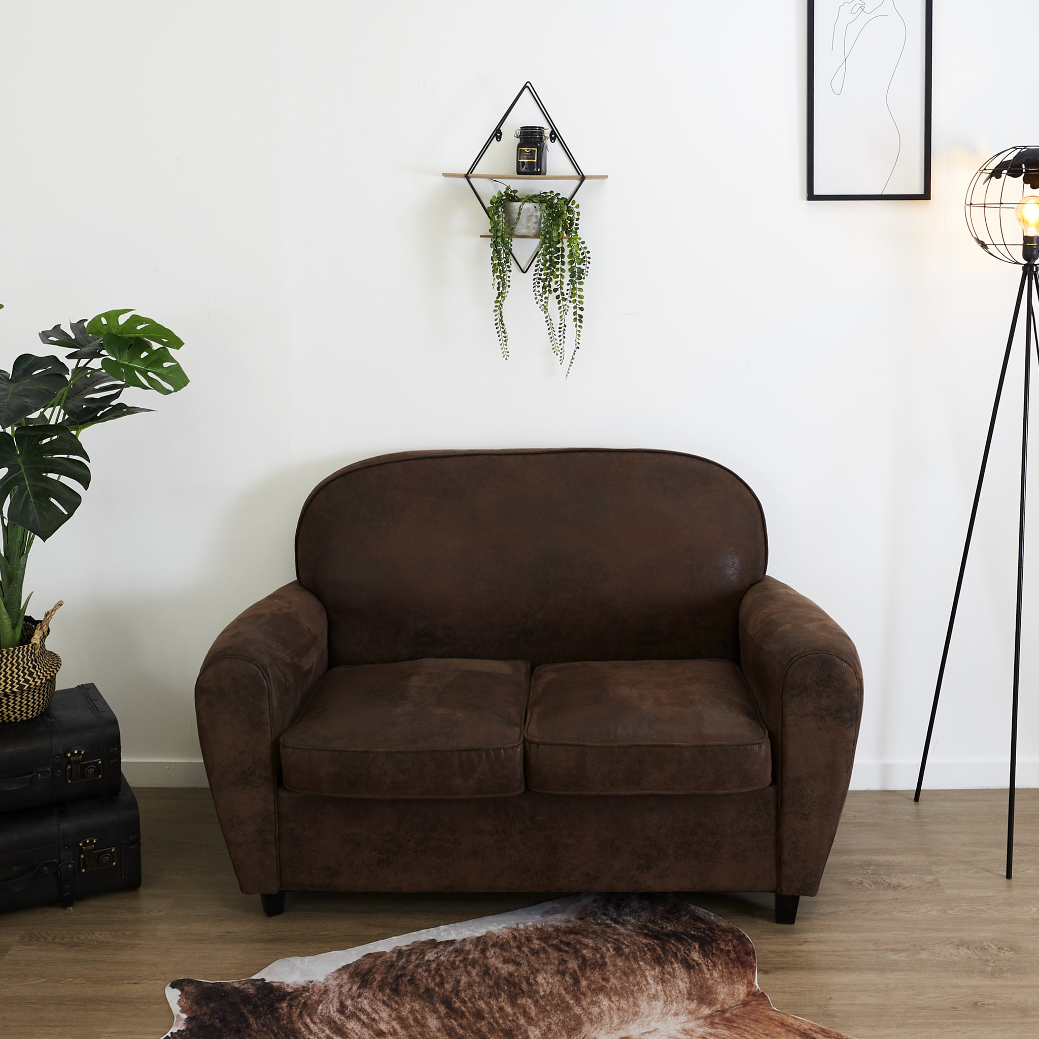 Etagere Bois Metal Losanges 40x10x46cm