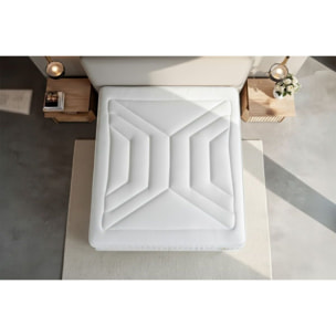 Ensemble Matelas Vingt-Quatre PLUS - 24cm - Ressorts ensachés et mémoire de forme - Confort hôtelier - Sommier kit Blanc