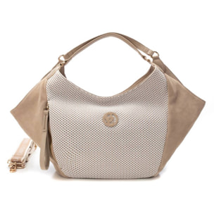 Bolso hombro de piel beige