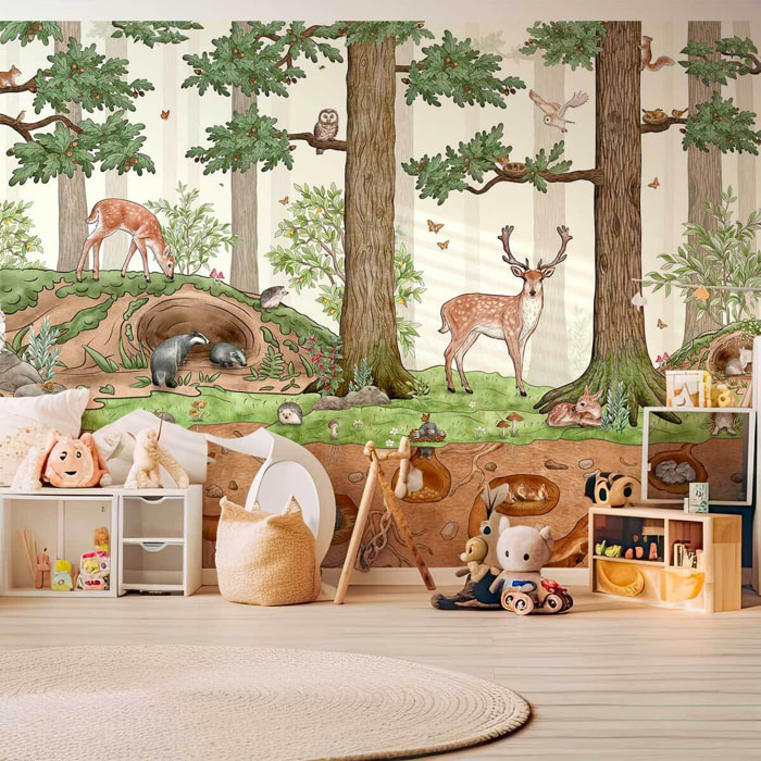Papier peint panoramique la vie en forêt Intissé