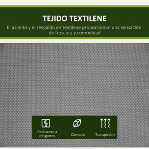 Columpio de Jardín Exterior de 2 Plazas, Balancín de Jardín Exterior con Techo Ajustable, Marco de Acero, Asientos de Textilene, para Balcón Terraza, Carga 220 kg, 140x118x162 cm, Gris Oscuro
