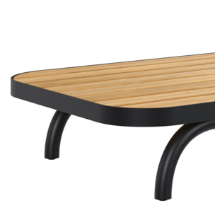 Table basse de jardin en bois d'acacia et pieds en métal noir - Samba
