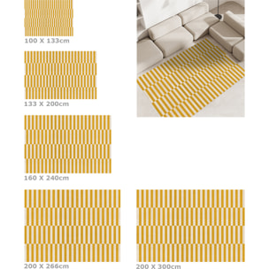 Alfombra de vinilo Dynamic Mostaza 100x133 cm -PVC antideslizante, vinilica para cocina o salón, lavable, estilo abstracto