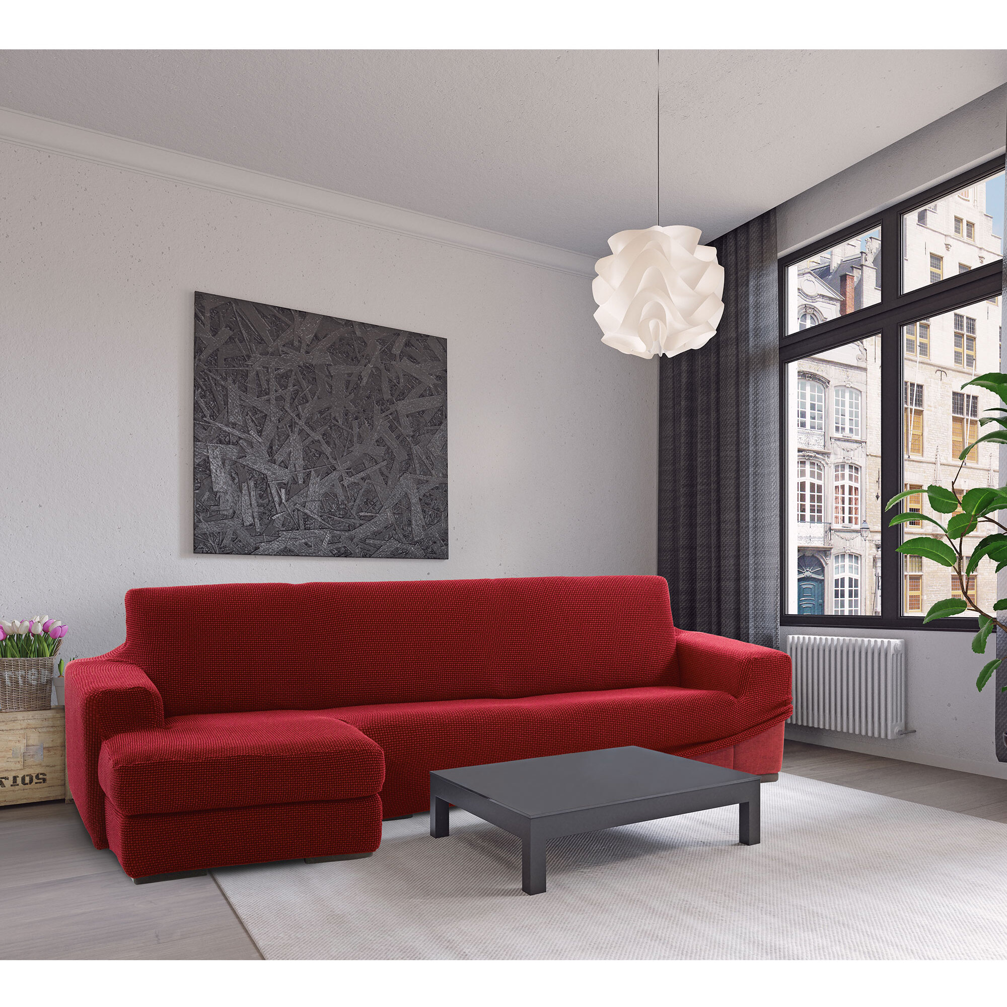 Funda para Chaise Longue izquierdo (visto de frente) brazo corto SÚPER ELÁSTICA modelo HELENA