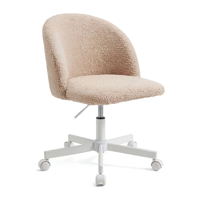 Silla de escritorio tapizada en borreguito arena 76-89,5 cm Candy Arena