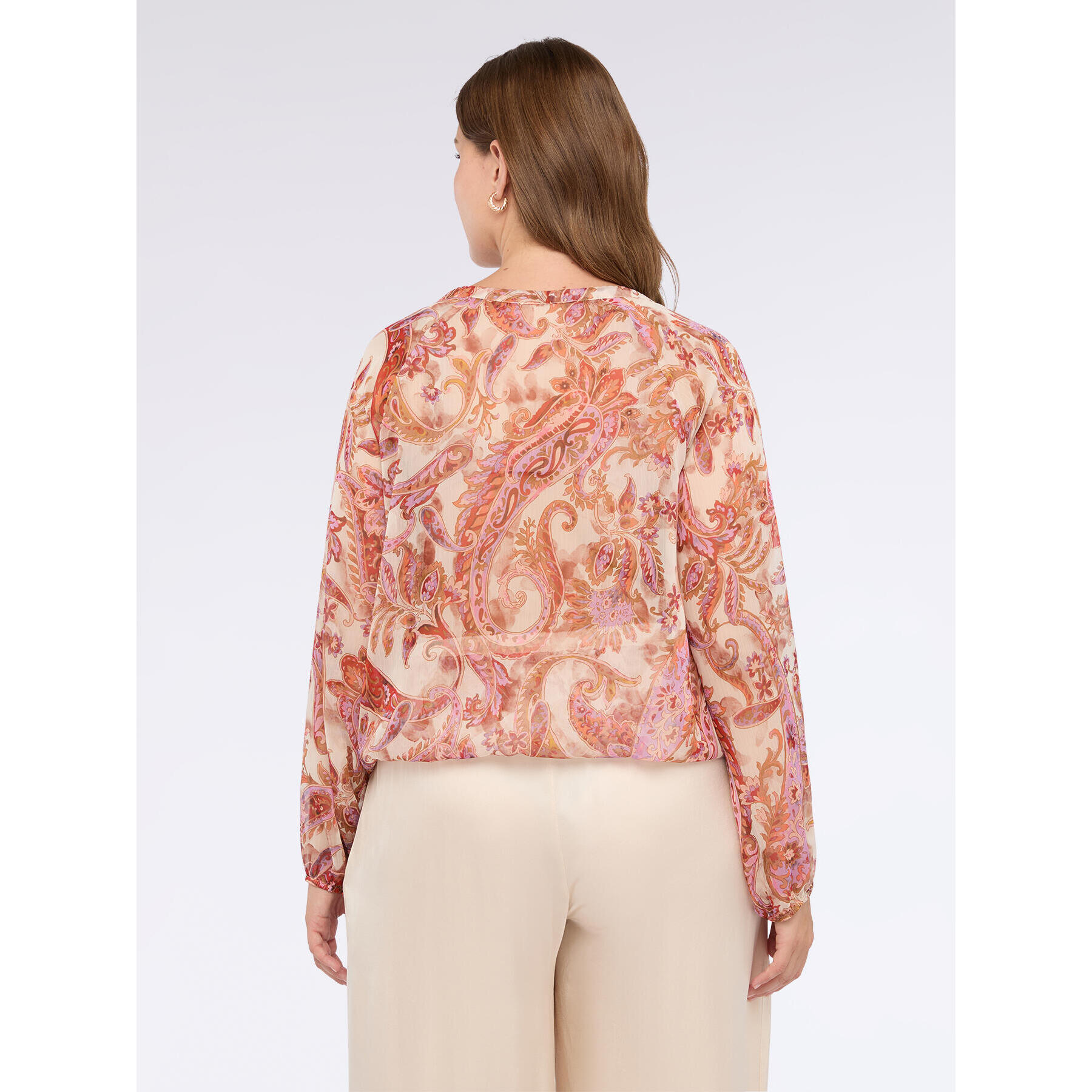 Fiorella Rubino - Blusa stampa paisley con laccetti - Rosa