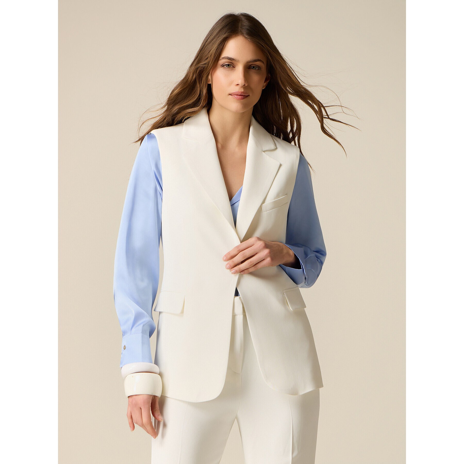 Oltre - Gilet sartoriale in tessuto crêpe - Bianco