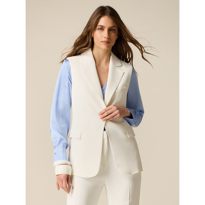 Oltre - Gilet sartoriale in tessuto crêpe - Bianco