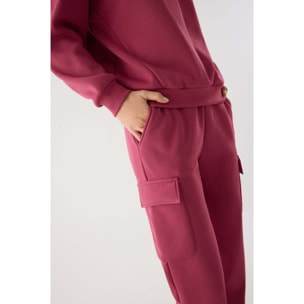 Conjunto de chándal deportivo afelpado sudadera y cargo rosa