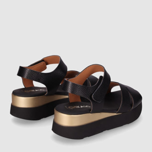 Sandalias de Piel - Negro - Tacón: 4 cm