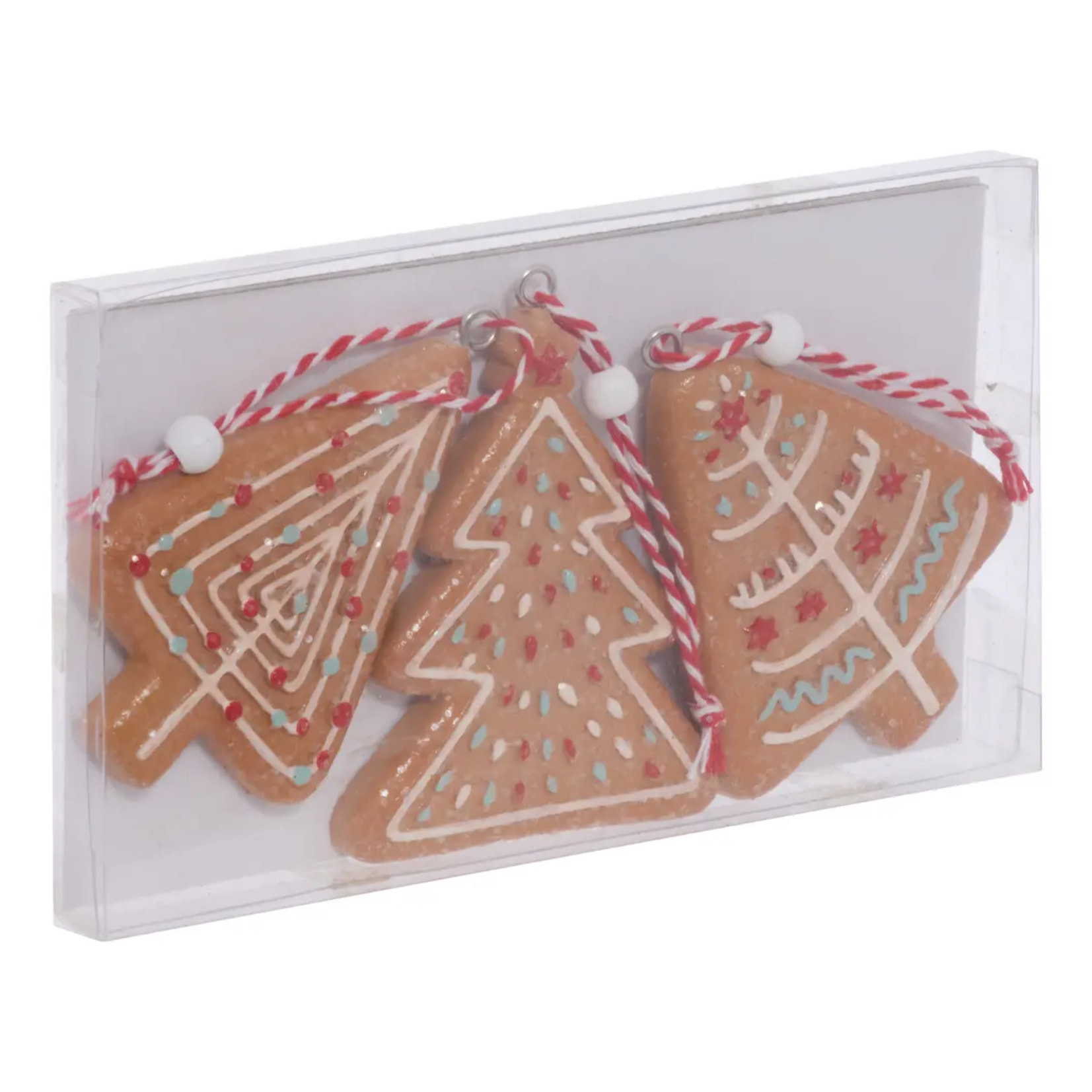 Lot de 3 suspensions de sapin biscuits en résine 8 cm