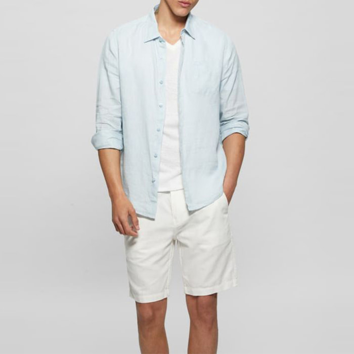 Chemise Island - coupe ajustée - 100% lin - bleu clair