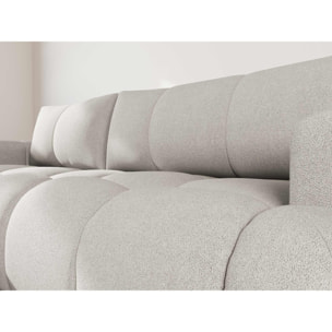 Yulin - Canapé d'angle gauche 4 places convertible avec coffre en tissu bouclette - Gris clair