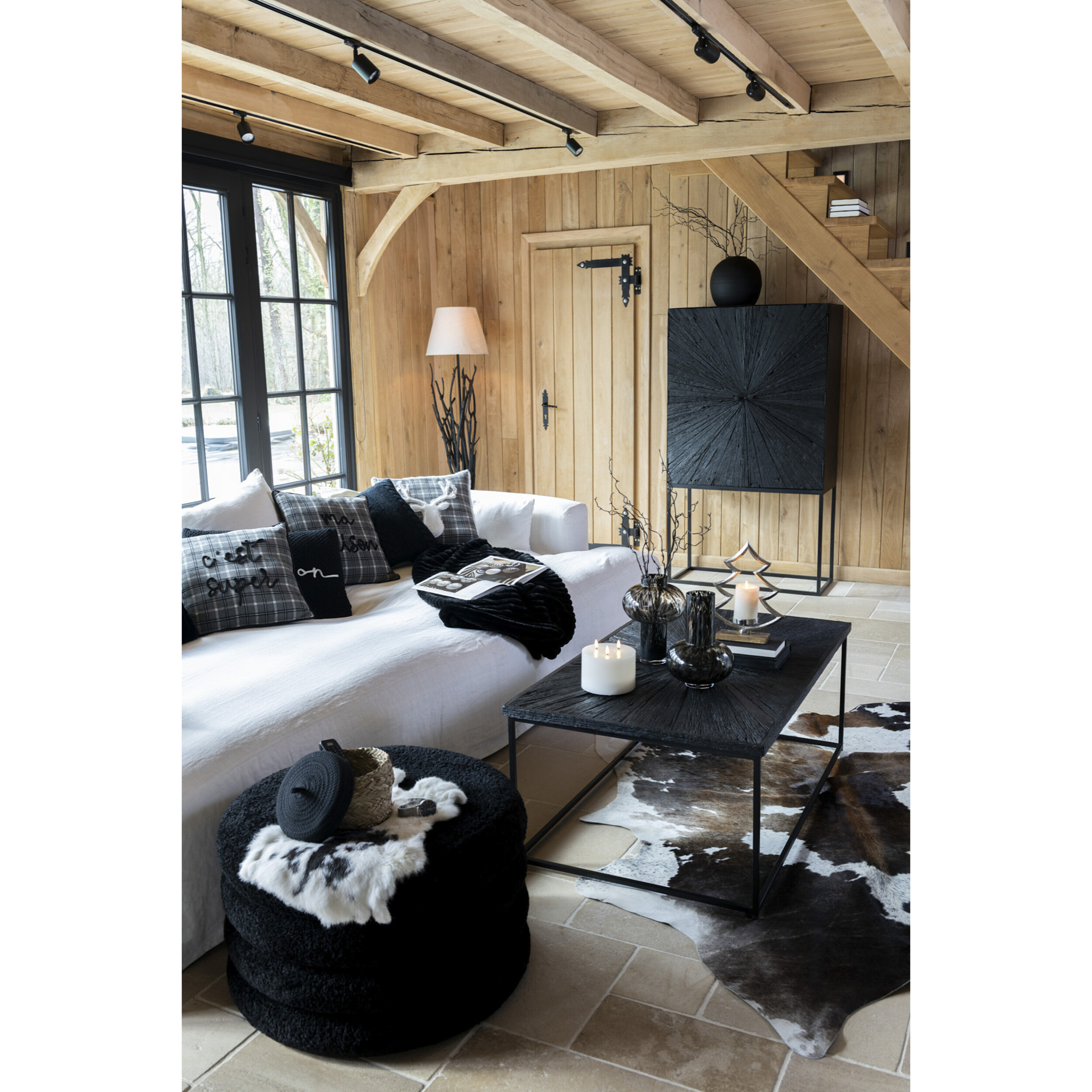 J-Line bougeoir Sapin Sur Base - bois/aluminium - argent - small