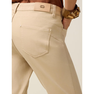 Oltre - Pantaloni skinny misto cotone - Beige