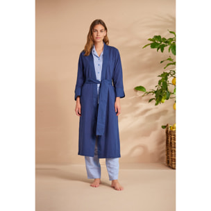 Vestaglia donna lunga cotone bluette Noidinotte