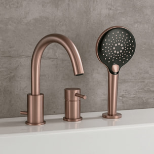 Mitigeur bain douche mécanique 3 trous + douchette 3 jets PAINI Ortence bronze cuivré