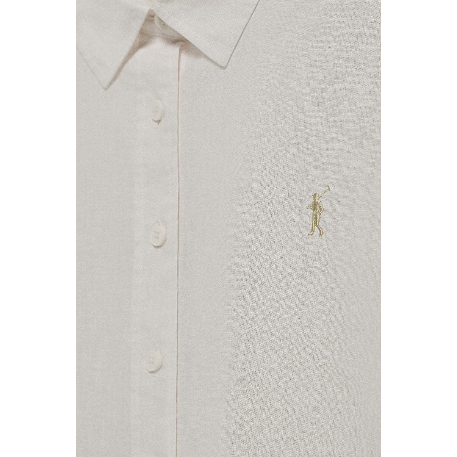 Camisa color crema regular de lino y algodón con bordado Rigby Go