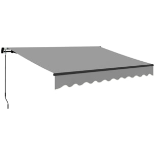Toldo Manual Retráctil 360x220 cm Toldo para Balcón con Manivela de Aluminio 3 Brazos y Protección UV30+ Toldo Enrollable de Exterior para Jardín Terraza Ventanas Gris