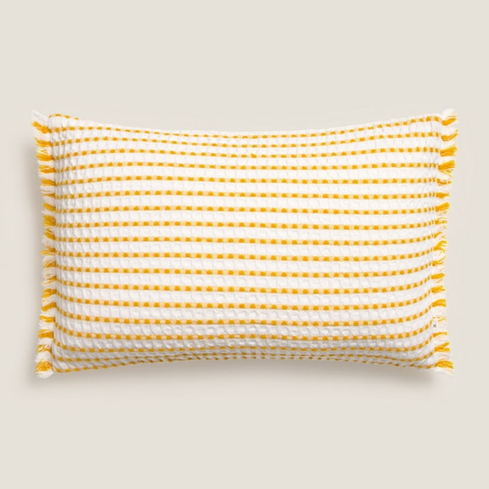 Funda de cojín algodón gofre Ark color amarillo Algodón