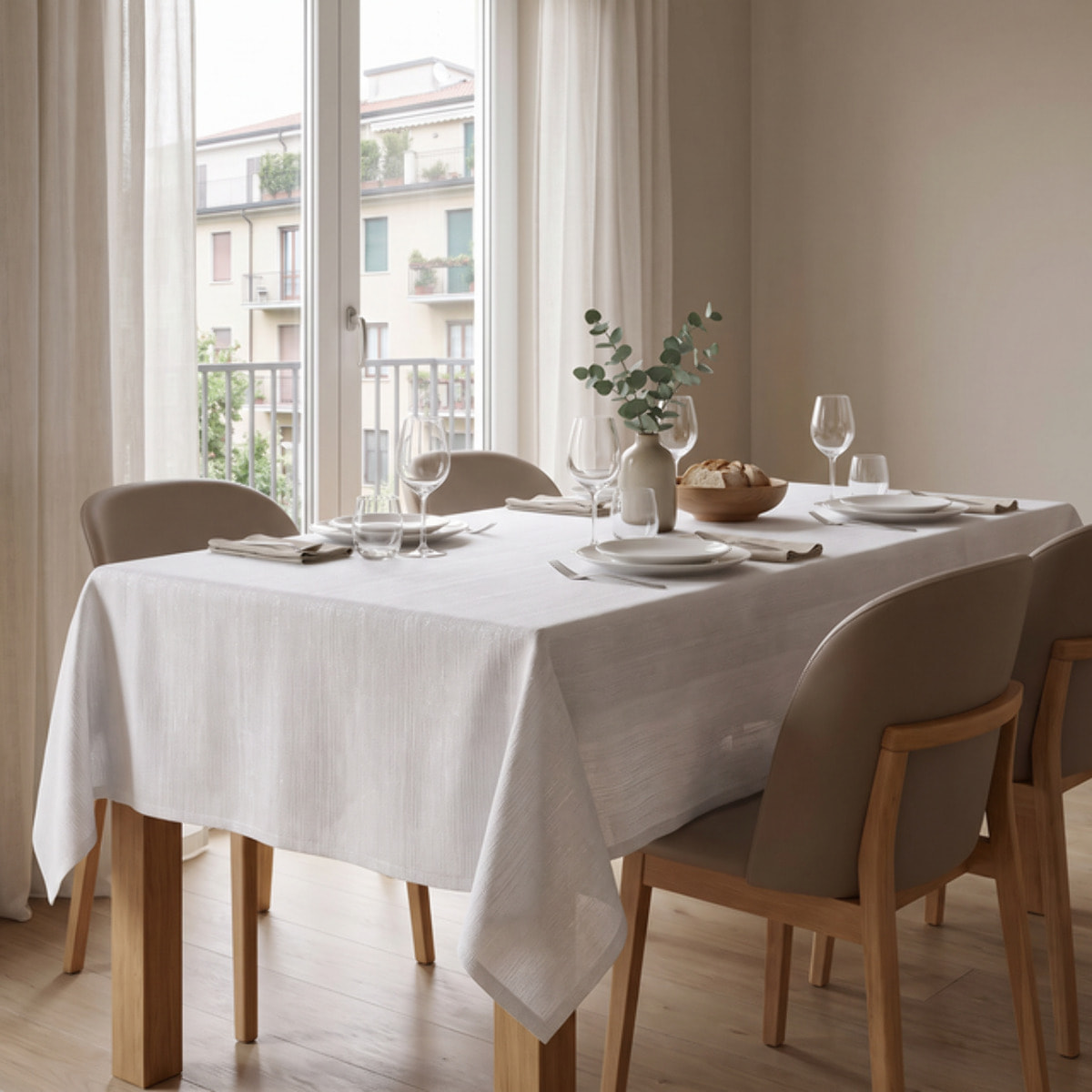 Tovaglia antimacchia in poliestere - BIANCO/ARGENTO