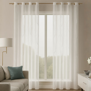 Voilage rayures ondulées métalisées - Blanc