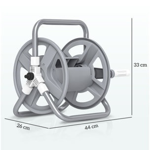 Dévidoir sur pied ou mural - enrouleur tuyau 20 + 2 m - lance arrosage réglable - support mural intégré - gris