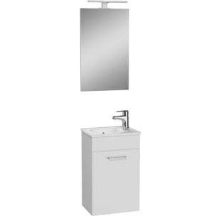 Mia ensemble meuble 39x61x28 cm avec miroir, lavabo et éclairage LED, Blanc brillant (MIASET40B)