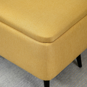 Banc coffre de rangement 2 en 1 dim. 102L x 40l x 39H cm piètement acier noir tissu jaune moutarde