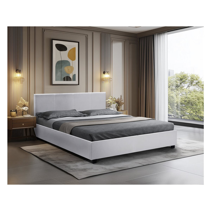 Lit double avec coffre "Carla" - 140 x 190 cm - Blanc