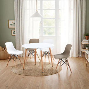 Mesa de comedor redonda Skandia Blanco - Madera de haya