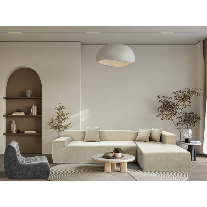 Canapé d'angle en tissu texturé "Tessaro" - 4 places - Beige