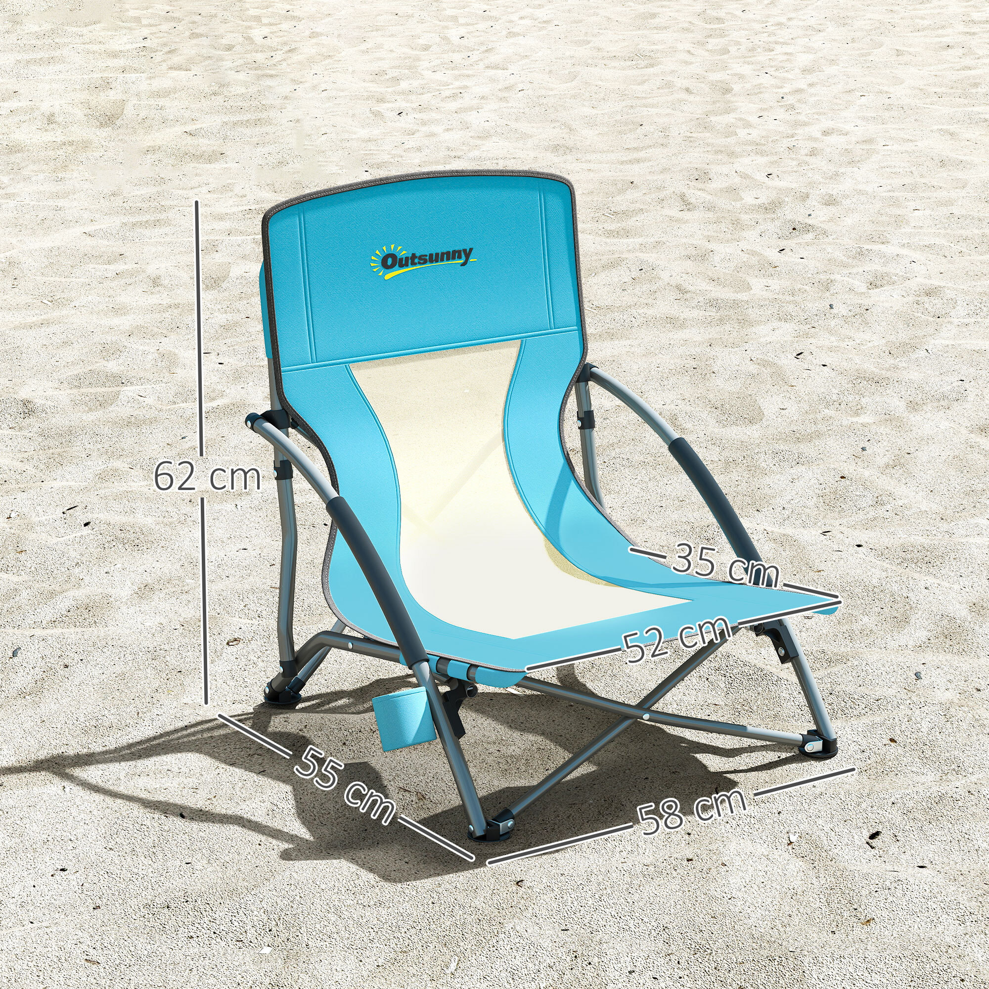 Chaise de plage pliante - chaise de camping compacte légère poids net 2,2 Kg - métal polyester textilène bleu