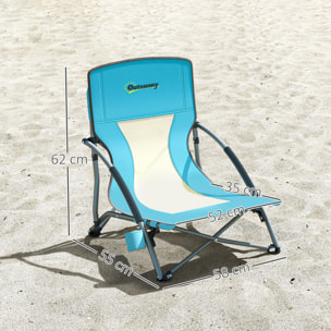 Chaise de plage pliante - chaise de camping compacte légère poids net 2,2 Kg - métal polyester textilène bleu