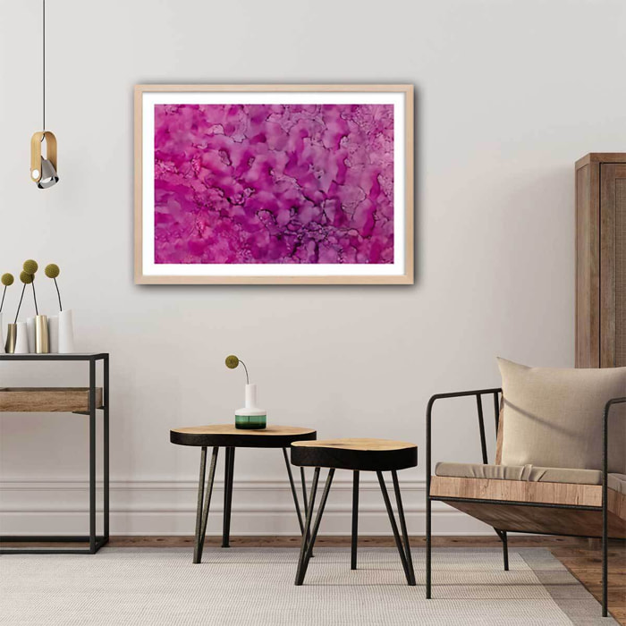 Poster fuchsia Affiche + cadre en bois - Chêne