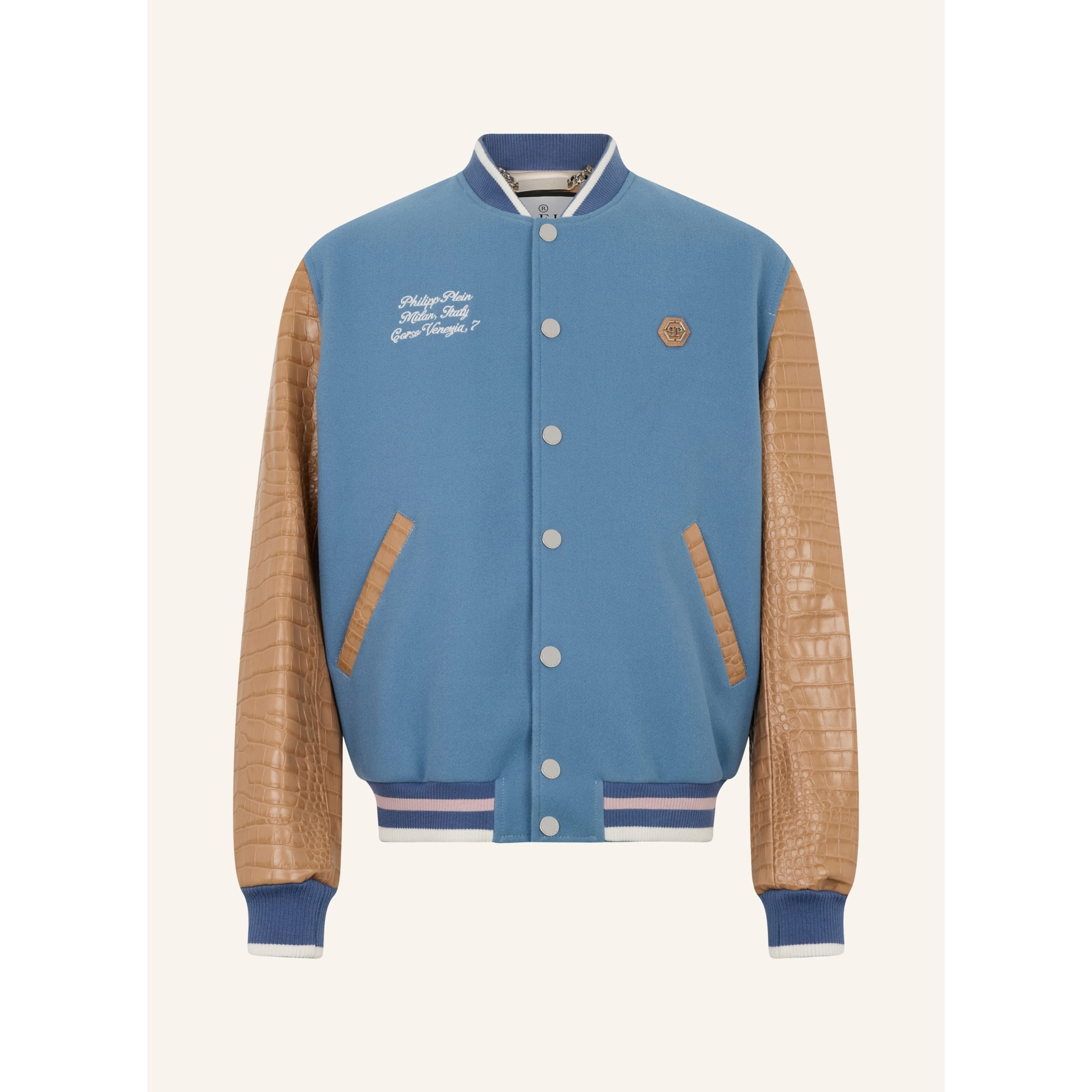 PHILIPP PLEIN Varsity Bomber Cocco Sleeves Milan