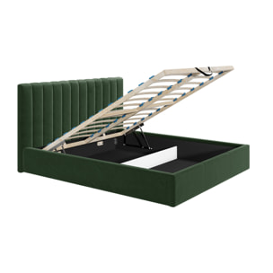 Rosario - lit coffre - 140x200 - sommier inclus - en velours - Vert