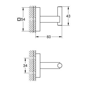 GROHE QuickFix - Start Cube - Patère murale - Finition Supersteel 40961DC0 (à visser ou à coller)