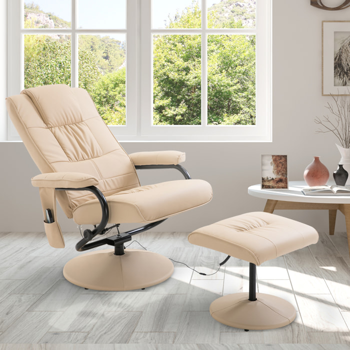 Fauteuil de massage vibration electrique relaxation avec chauffage beige