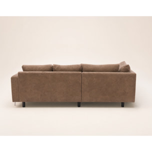 Gabin - Canapé d'angle gauche 5 places en velours texturé - Taupe